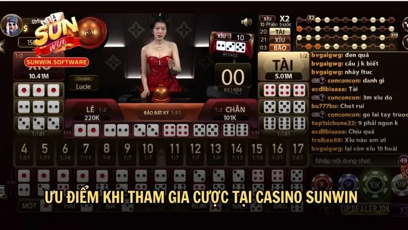 Ưu điểm khi tham gia cược tại casino Sunwin