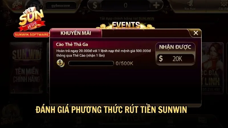 Đánh giá các phương thức rút tiền Sunwin